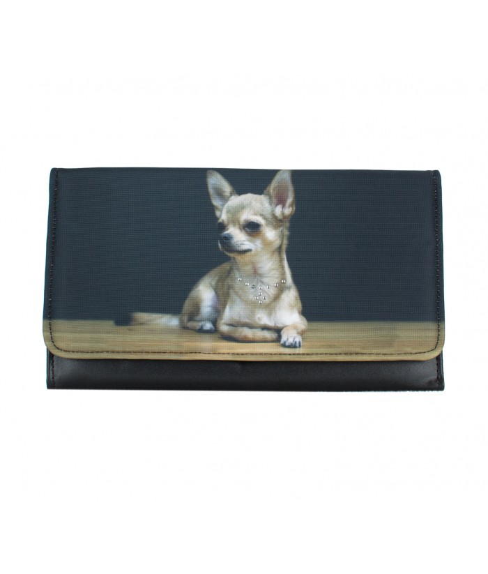 Grand portefeuille porte chéquier avec le chien Chihuahua solo