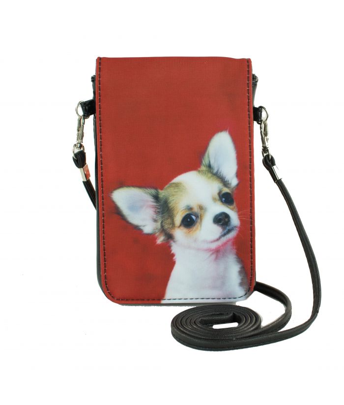 Pochettes téléphones XL - Chihuahua fond rouge