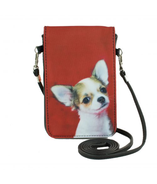 Pochettes téléphones XL - Chihuahua fond rouge